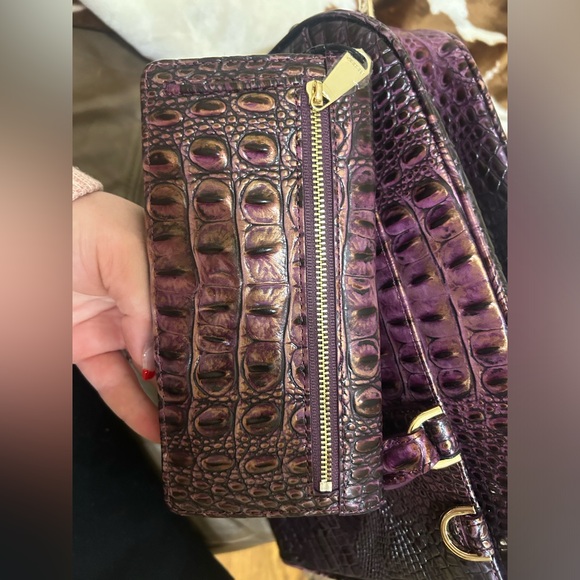 Brahmin Shimmering Purple Crocodile Satchel - Picture 9 of 11